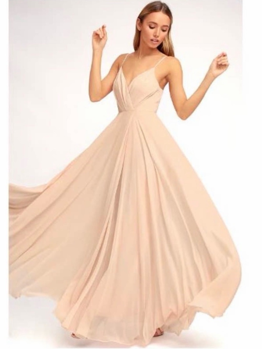 Lulus Blush Pink Maxi Bridesmaid Chiffon Dress